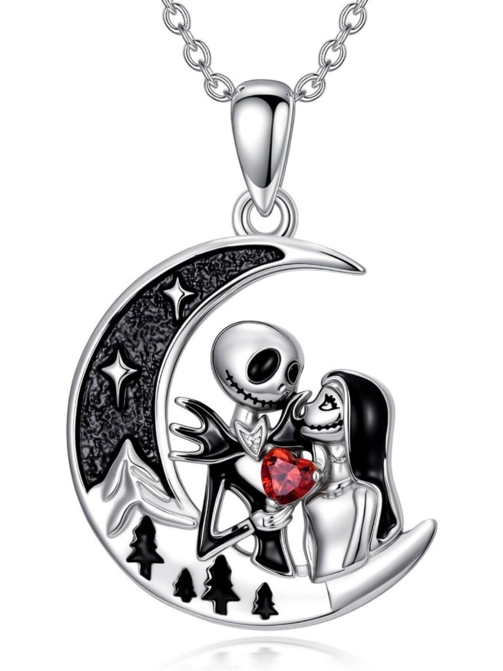 Nightmare Before Christmas Necklace - Jack & Sally Holiday Jewelry Gift for Her